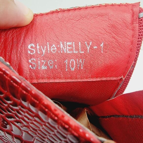 Nadia x FTF Red Faux Croc Nelly Cowgirl Boot Size 10W - Picture 8 of 8